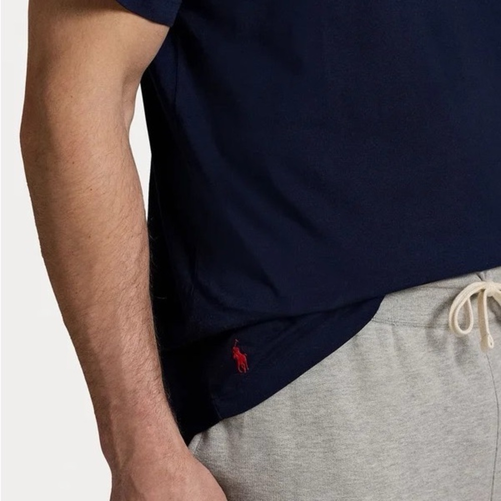 Polo Ralph Lauren Men’s Navy Blue Logo Print Cotton Crew Neck T-Shirt 3XB 3TG - Picture 2 of 9
